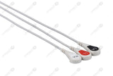 Nihon Kohden Compatible One Piece Reusable ECG Cable - AHA - 3 Leads Snap