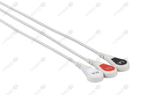 MEK Compatible One Piece Reusable ECG Cable - AHA - 3 Leads Snap