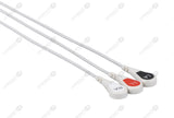 MEK Compatible One Piece Reusable ECG Cable - AHA - 3 Leads Snap