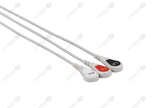 Mindray Compatible One Piece Reusable ECG Cable - AHA - 3 Leads Snap