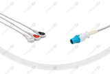 Siemens Compatible One Piece Reusable ECG Cable 3 Leads Snap