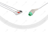 Bruker Compatible One Piece Reusable ECG Cable - AHA - 3 Leads Snap