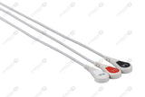 CAS Compatible One Piece Reusable ECG Cable - AHA - 3 Leads Snap