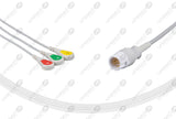 Philips Compatible One Piece Reusable ECG Cable - IEC - 3 Leads Snap