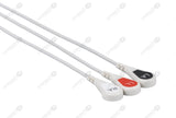 Datex Compatible One Piece Reusable ECG Cable - AHA - 3 Leads Snap
