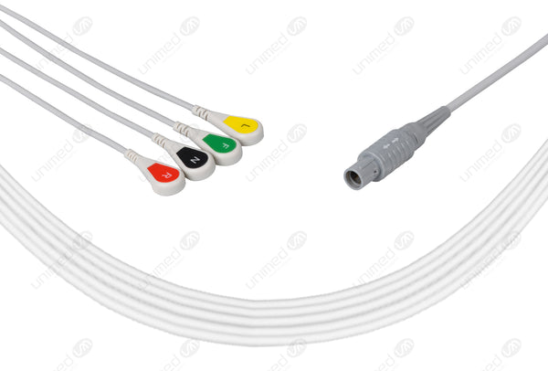 Primedic Compatible One Piece Reusable ECG Cable - IEC - 4 Leads Snap