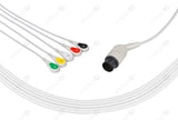 Nihon Kohden Compatible One Piece Reusable ECG Cable - IEC - 5 Leads Snap