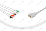 MEK Compatible One Piece Reusable ECG Cable 5 Leads Snap