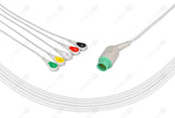 Emtel Compatible One Piece Reusable ECG Cable - IEC - 5 Leads Snap