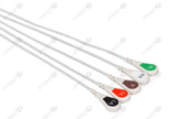 Datascope Compatible One Piece Reusable ECG Cable - AHA - 5 Leads Snap