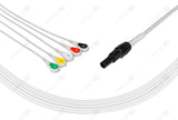 Welch Allyn Compatible One Piece Reusable ECG Cable - IEC - 5 Leads Snap