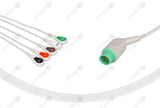 Kontron Compatible One Piece Reusable ECG Cable 5 Leads Snap