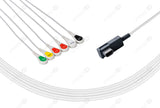 Schiller/Medtronic Compatible One Piece Reusable ECG Cable - AHA - 6 Leads Snap