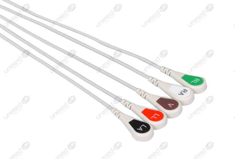 GE Compatible ECG Telemetry cable - AHA - 5 Leads Snap