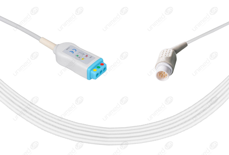 Mennen Compatible ECG Trunk Cables - AHA - 3 Leads/Din Style 3-pin