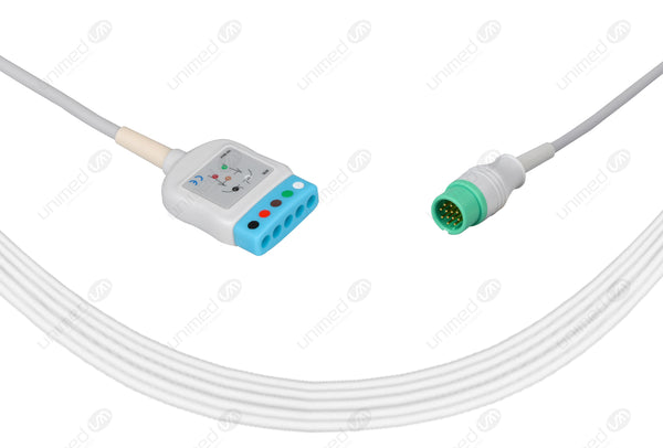 Biolight Compatible ECG Trunk Cables - AHA - 5 Leads/Din Style 5-pin