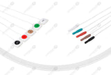 Din Compatible Disposable ECG Lead Wires 5 Leads Adhesive Box of 10