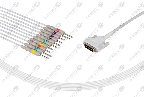 Nihon Kohden Compatible One Piece Reusable EKG Cable with Resistance - IEC - 3mm Needle