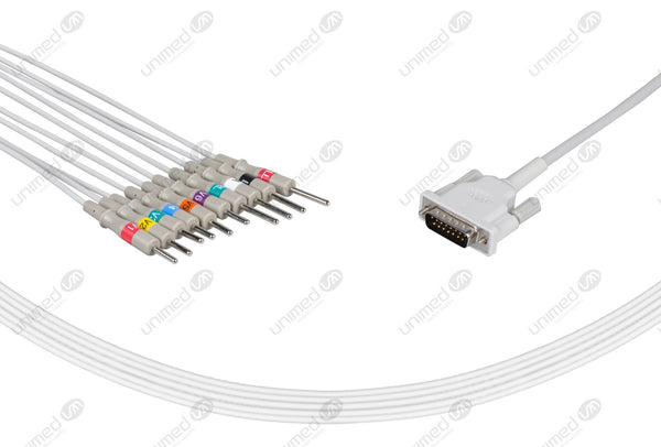 Philips Compatible One Piece Reusable EKG Cable 3mm Needle 