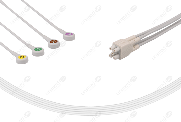 GE Compatible Reusable ECG lead wire - AHA- 4 Leads Snap