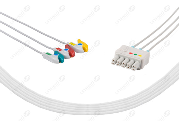 Siemens Compatible Reusable ECG Lead Wire - IEC - 3 Leads Grabber with 5 Connectors