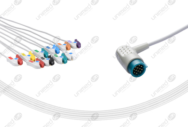 Medtronic Compatible One Piece Reusable ECG Cable - IEC - 10 Leads Grabber