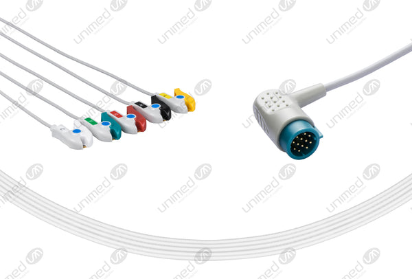 Medtronic Compatible One Piece Reusable ECG Cable - IEC - 5 Leads Grabber