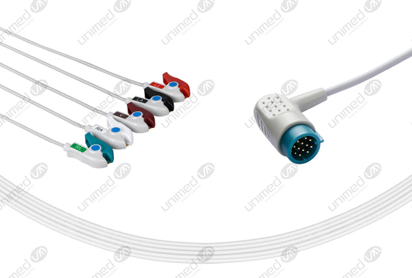 Medtronic Compatible One Piece Reusable ECG Cable - AHA - 5 Leads Grabber