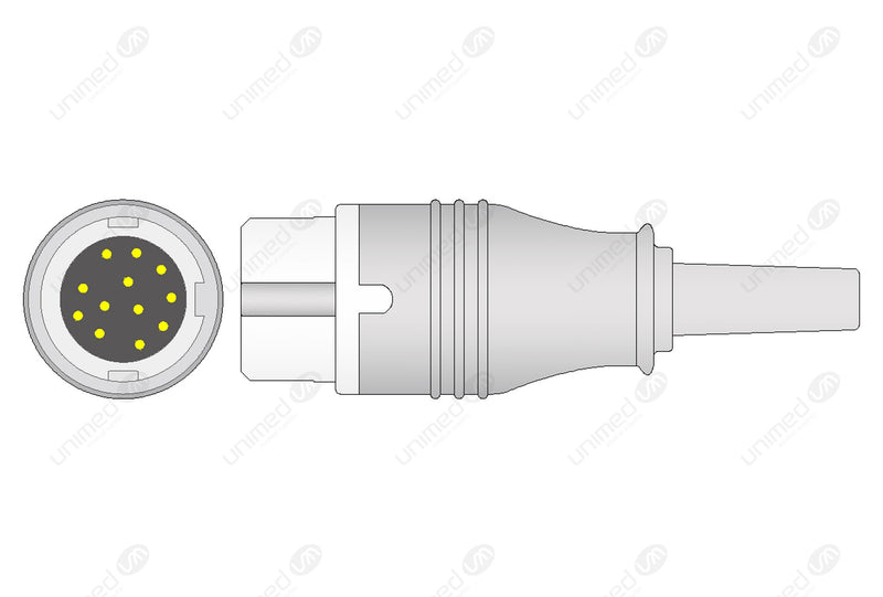 Philips Compatible One Piece Reusable ECG Cable - AHA - 10 Leads Grabber