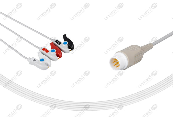 Philips Compatible One Piece Reusable ECG Cable 3 Leads Grabber