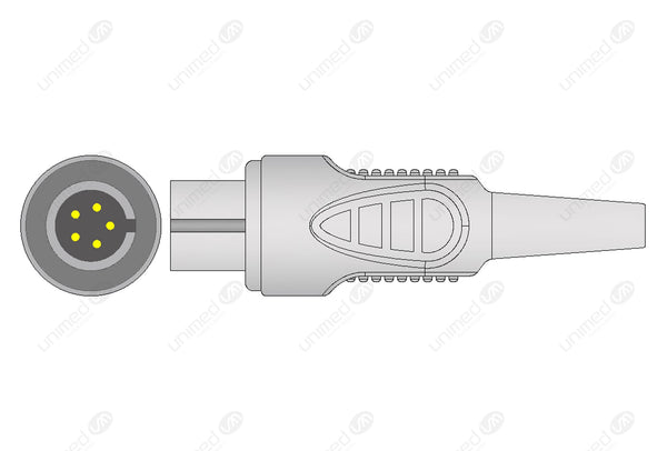 AAMI 5Pin Compatible One Piece Reusable ECG Cable - IEC - 3 Leads Grabber