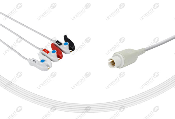 AAMI 5Pin Compatible One Piece Reusable ECG Cable 3 Leads Grabber