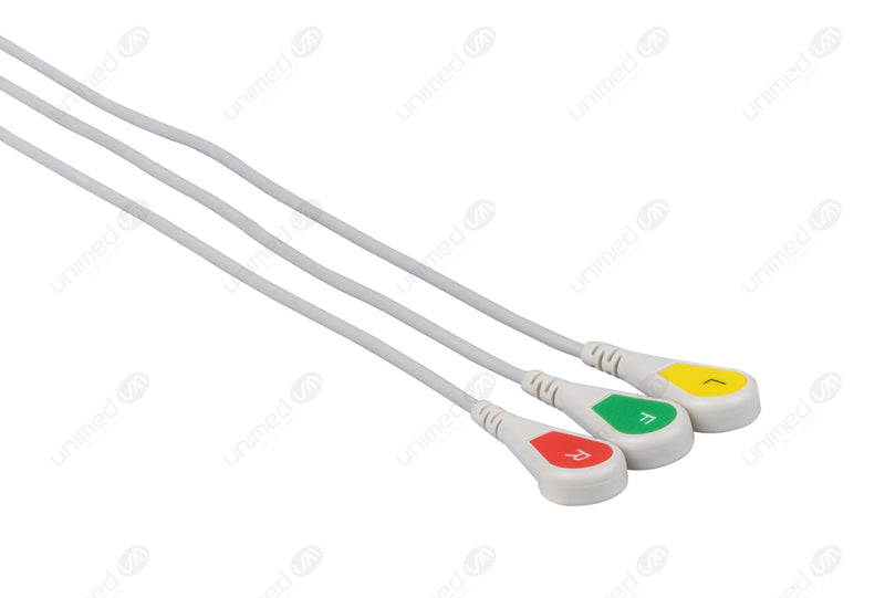 Nihon Kohden One Piece Reusable ECG Cable - IEC - 3 Leads Snap
