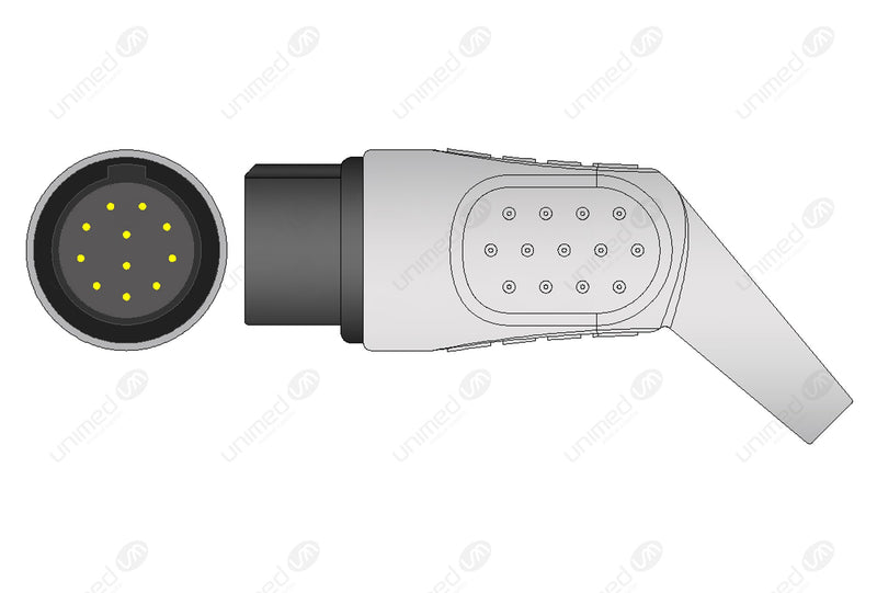 Nihon Kohden One Piece Reusable ECG Cable - AHA - 3 Leads Snap