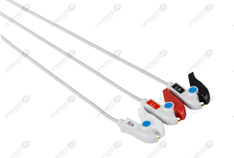 Nihon Kohden Compatible One Piece Reusable ECG Cable - AHA - 3 Leads Grabber