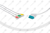 Nihon Kohden Compatible One Piece Reusable ECG Cable - IEC - 3 Leads Snap