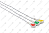 Nihon Kohden Compatible One Piece Reusable ECG Cable - IEC - 3 Leads Snap