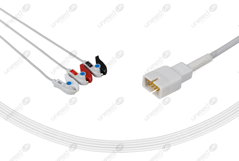 MEK Compatible One Piece Reusable ECG Cable 3 Leads Grabber