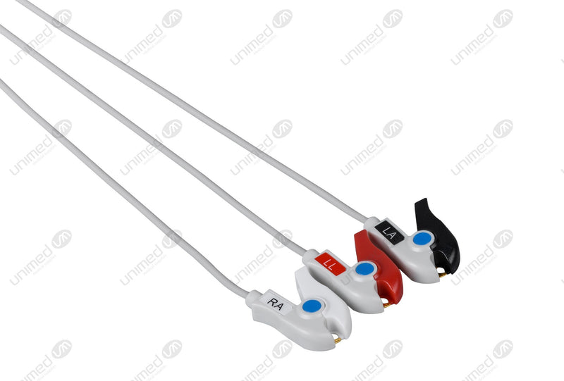 MEK Compatible One Piece Reusable ECG Cable - AHA - 3 Leads Grabber