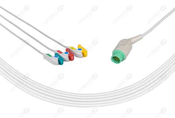 Schiller One Piece Reusable ECG Cable - IEC - 3 Leads Grabber