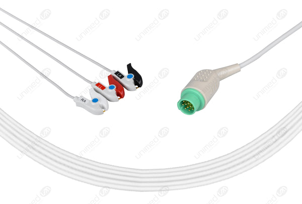 Schiller One Piece Reusable ECG Cable - AHA - 3 Leads Grabber