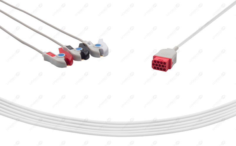 Bionet Compatible One-Piece Reusable ECG Cable - AHA - 3 Leads Grabber