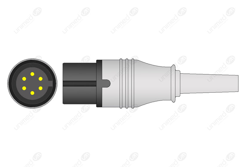 MEK Compatible One Piece Reusable ECG Cable - AHA - 3 Leads Snap