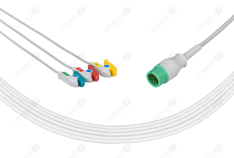 Mindray Compatible One Piece Reusable ECG Cable - IEC - 3 Leads Grabber