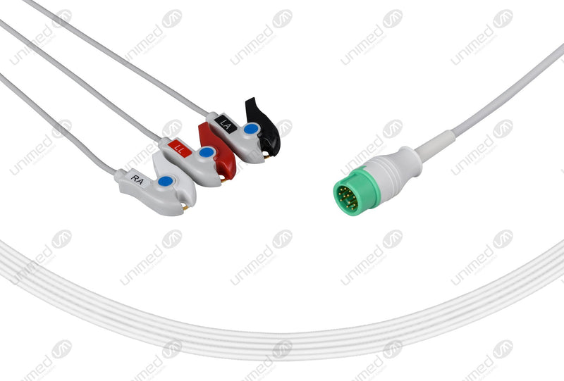 Mindray Compatible One Piece Reusable ECG Cable 3 Leads Grabber