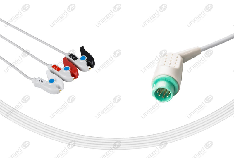 GE Corometrics Maternal ECG Compatible One Piece Reusable ECG Cable 3 Leads Grabber