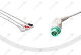 GE Corometrics Maternal ECG Compatible One Piece Reusable ECG Cable 3 Leads Snap