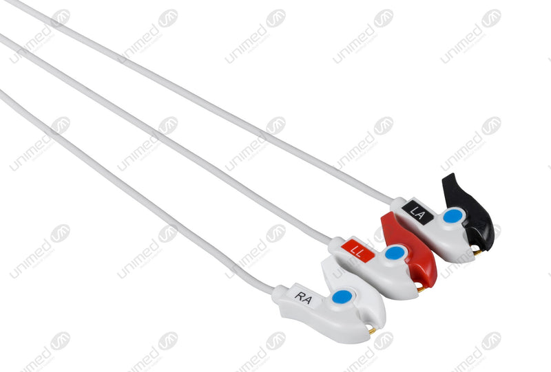 COLIN Compatible One Piece Reusable ECG Cable - AHA - 3 Leads Grabber