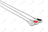COLIN Compatible One Piece Reusable ECG Cable - AHA - 3 Leads Snap