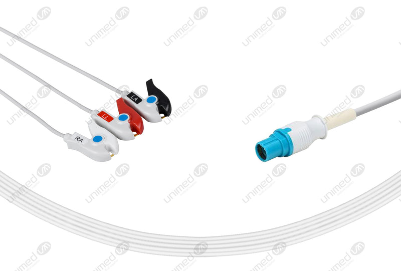 Siemens Compatible One Piece Reusable ECG Cable 3 Leads Grabber